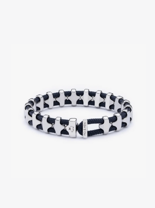 Bold Bob Bracelet - Navy & Silver