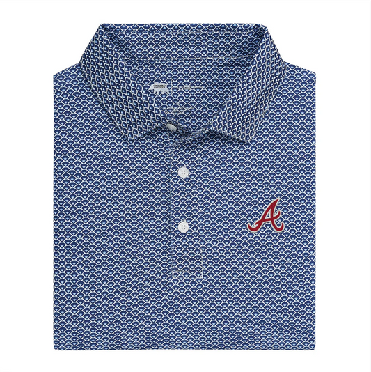Braves Script A Outline Home Team Printed Performance Polo