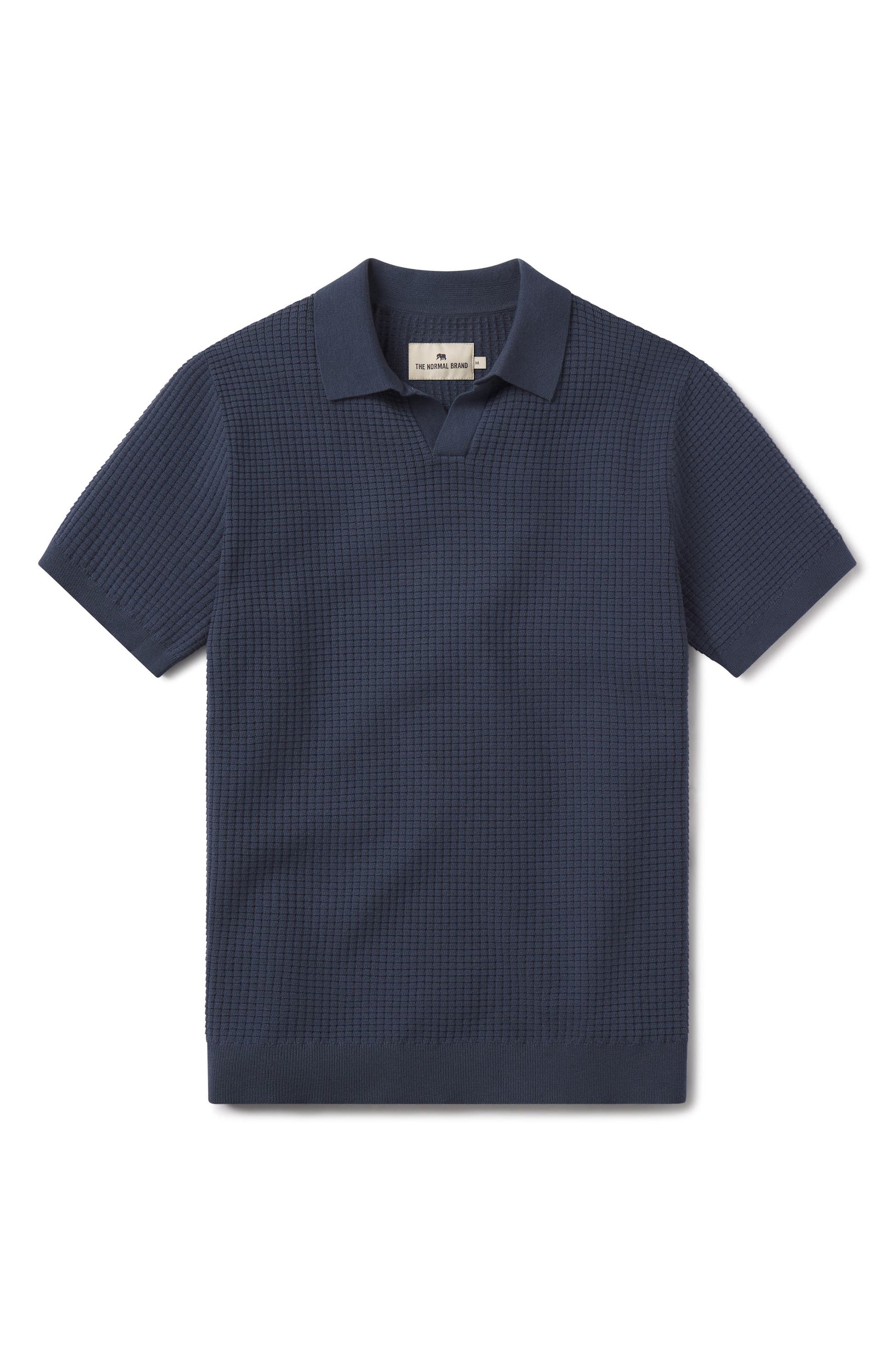 Waffle Stitch Polo Vintage Blue Normal Brand